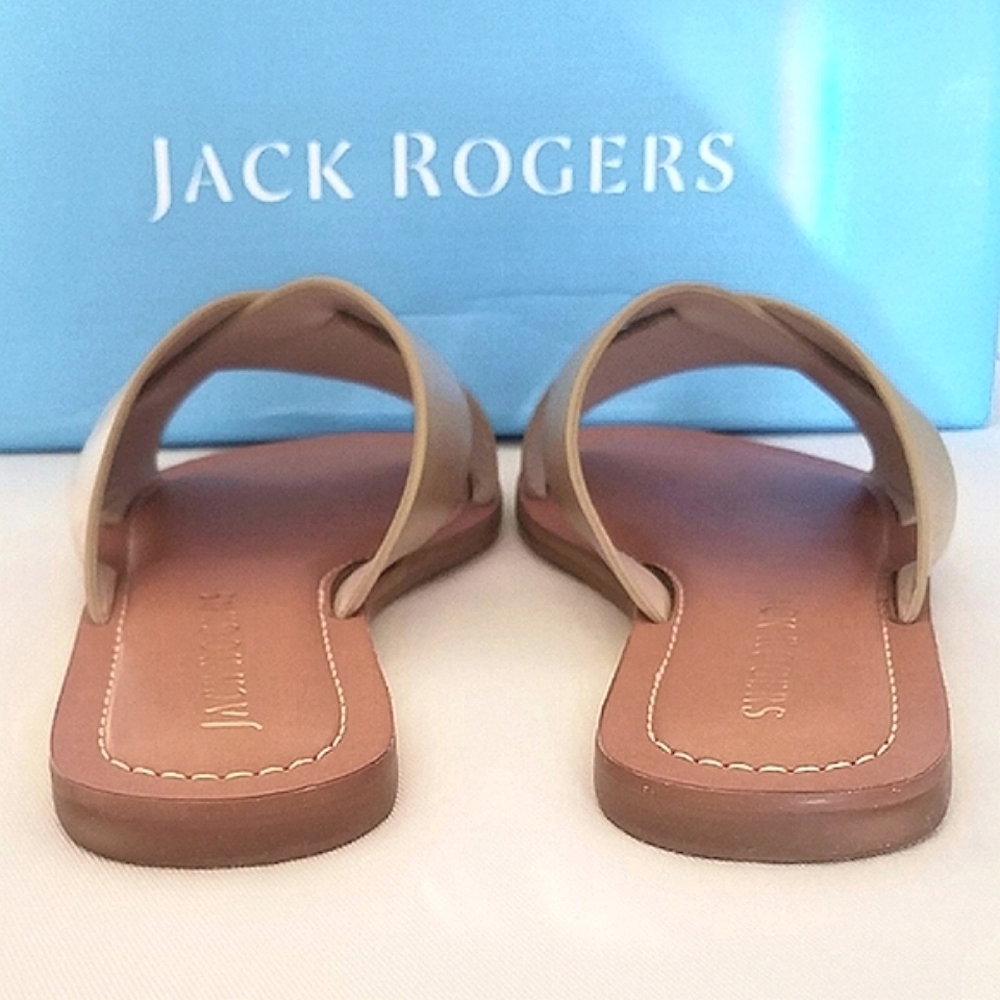 Jack Rogers Slotted Sloan X-Band Leather Metallic Sandals - Picture 7 of 9